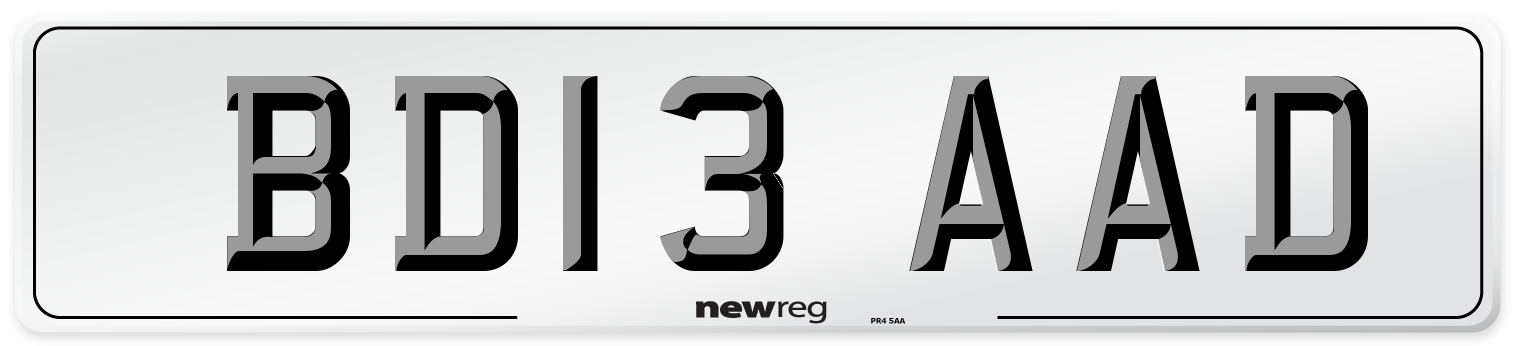 BD13 AAD Number Plate from New Reg